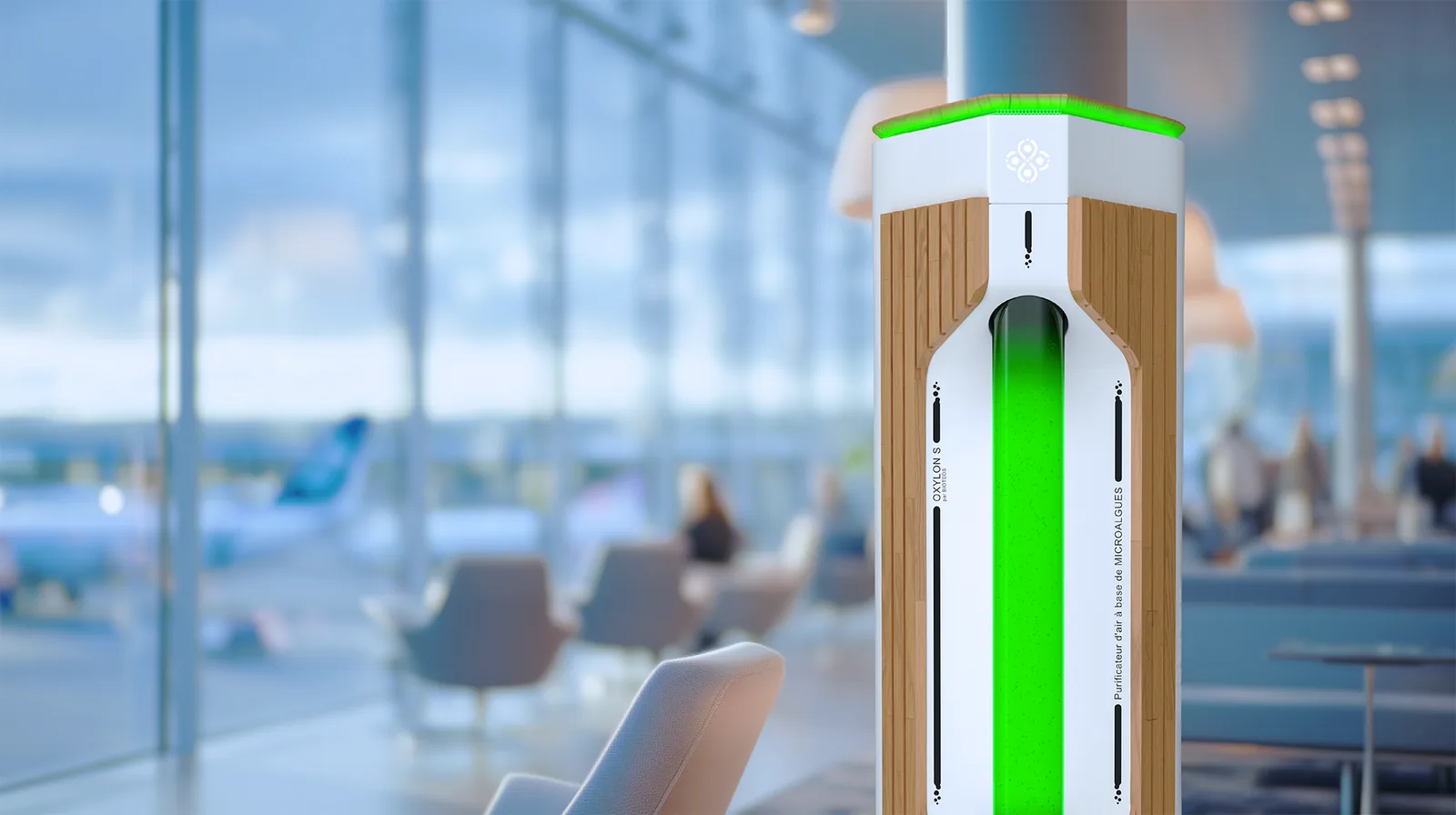 Purificateur OXYLON 400 installé dans un lounge d'aéroport